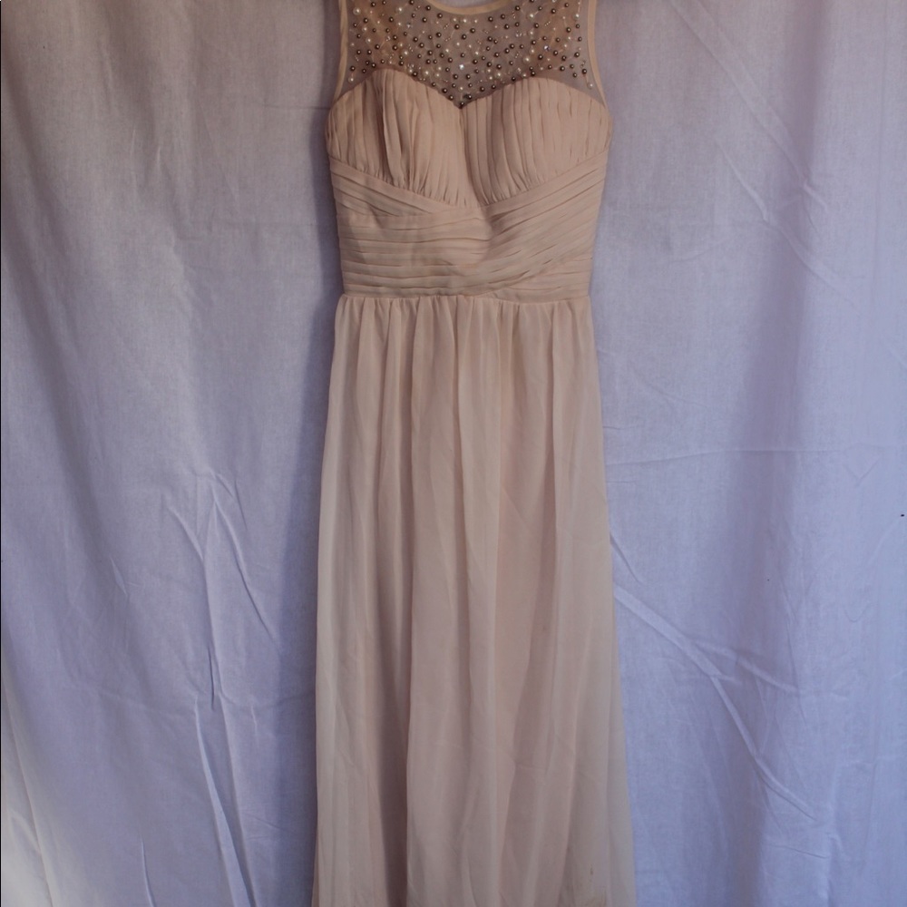 Pastel coral floor length prom dress